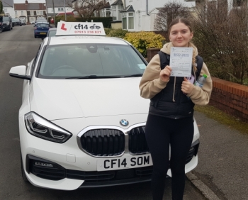 Many Congratulations To Ellie, Passing Today With Just 4 Driving Faults, FAB!<br />
<br />
A Great Driver But Very, Very Nervous. I Really Hope This Gives You The Confidence To Push Yourself In Uni – Where You Can Travel Back And Forth As You Now Have A FULL Driving Licence. 🚘<br />
<br />
A Big Shout Out To BMW In Penarth Rd, As Well – When The Engine Management Light Came On 2 Days Ago, I Feared The Worst An